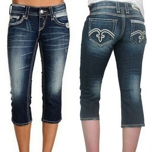 Rock Revival "Alanis" Capri Cropped Blue Jean #RJ8164P | Women's Size 27